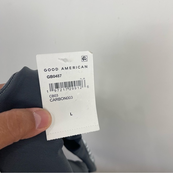 NEW Good American Crushed Velvet Sleeveless Thong Bodysuit Carbon Grey Size LG - Picture 8 of 8